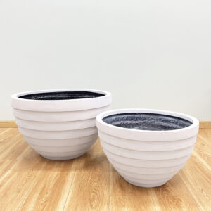 White Sand Round Bowl Plants Pot