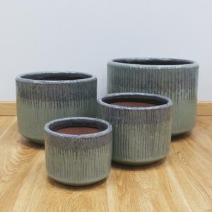 Striped Cylinder Ceramic Planter Pot