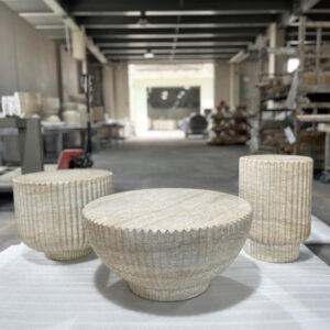 Round Striped Pattern Side Table Set