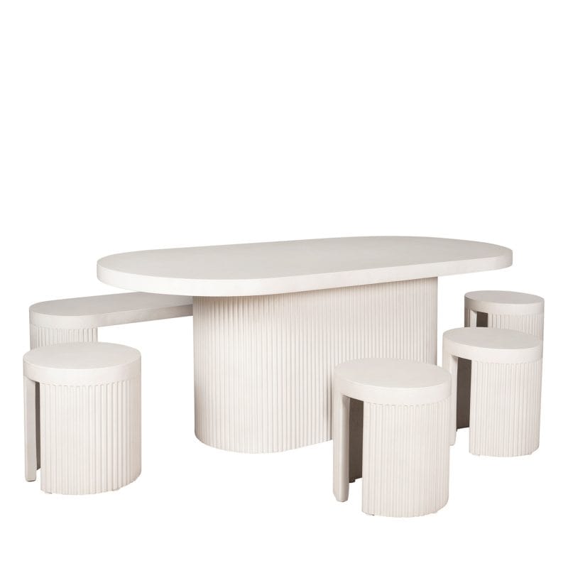 Oval GFRC Dining Table with Fluted Base