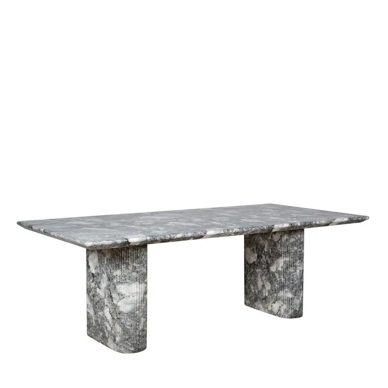 Rectangular GFRC Dining Table with Fluted Pillar Base