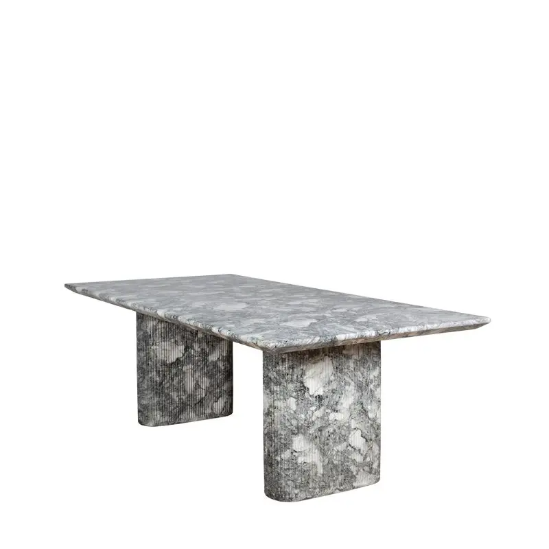 Rectangular GFRC Dining Table with Fluted Pillar Base