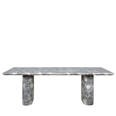 Rectangular GFRC Dining Table with Fluted Pillar Base