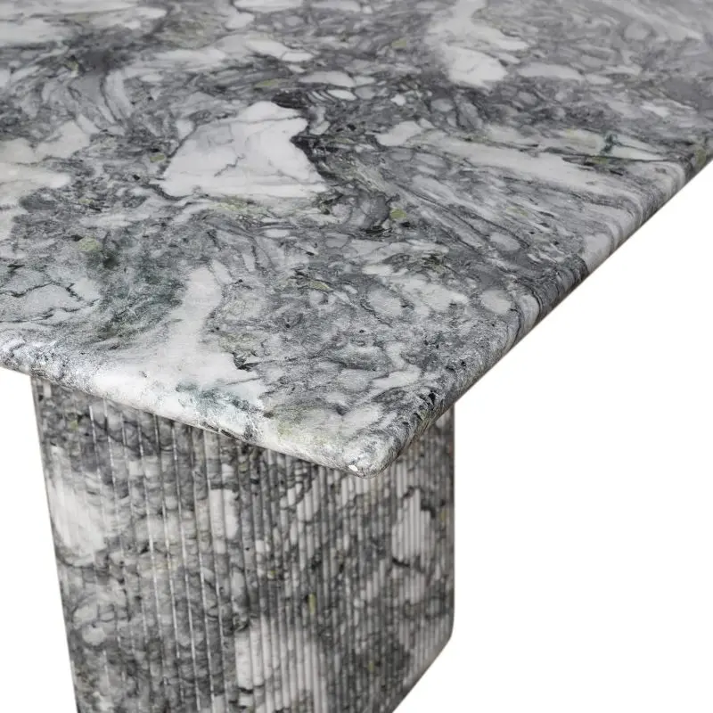 Rectangular GFRC Dining Table with Fluted Pillar Base