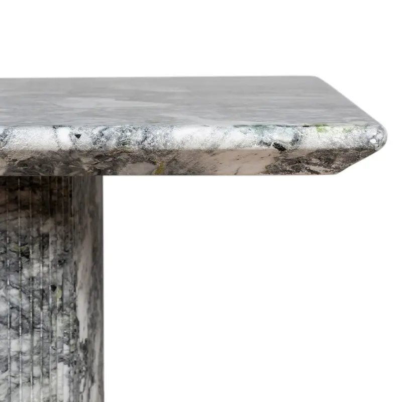Rectangular GFRC Dining Table with Fluted Pillar Base