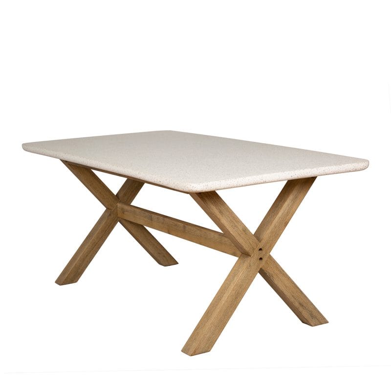 Rectangular GFRC Dining Table with Wooden Trestle Base