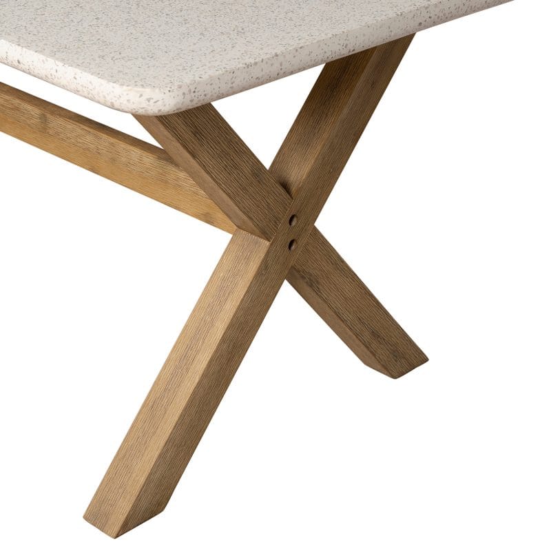 Rectangular GFRC Dining Table with Wooden Trestle Base