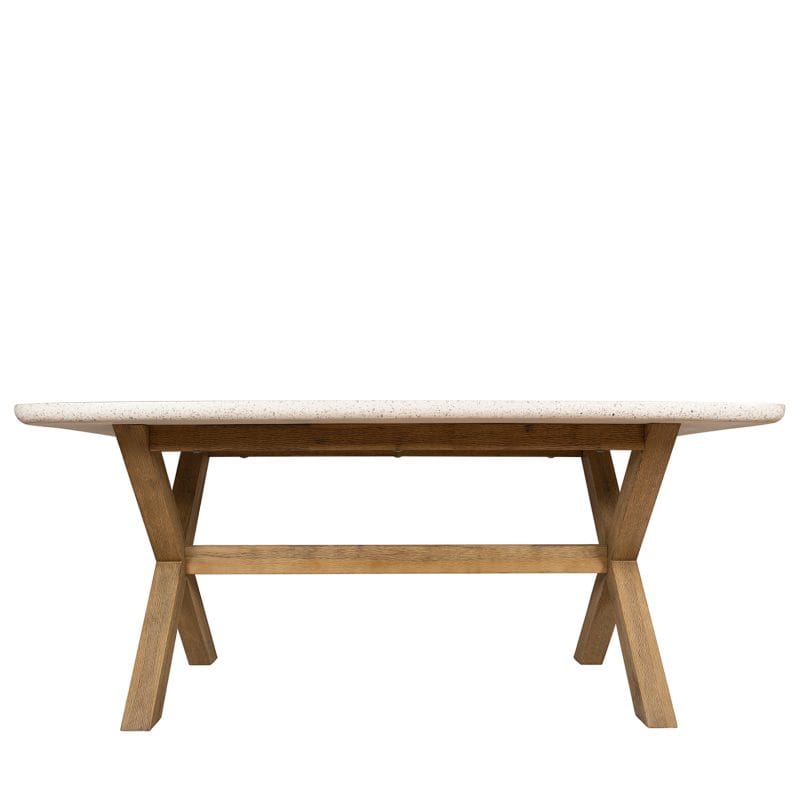 Rectangular GFRC Dining Table with Wooden Trestle Base
