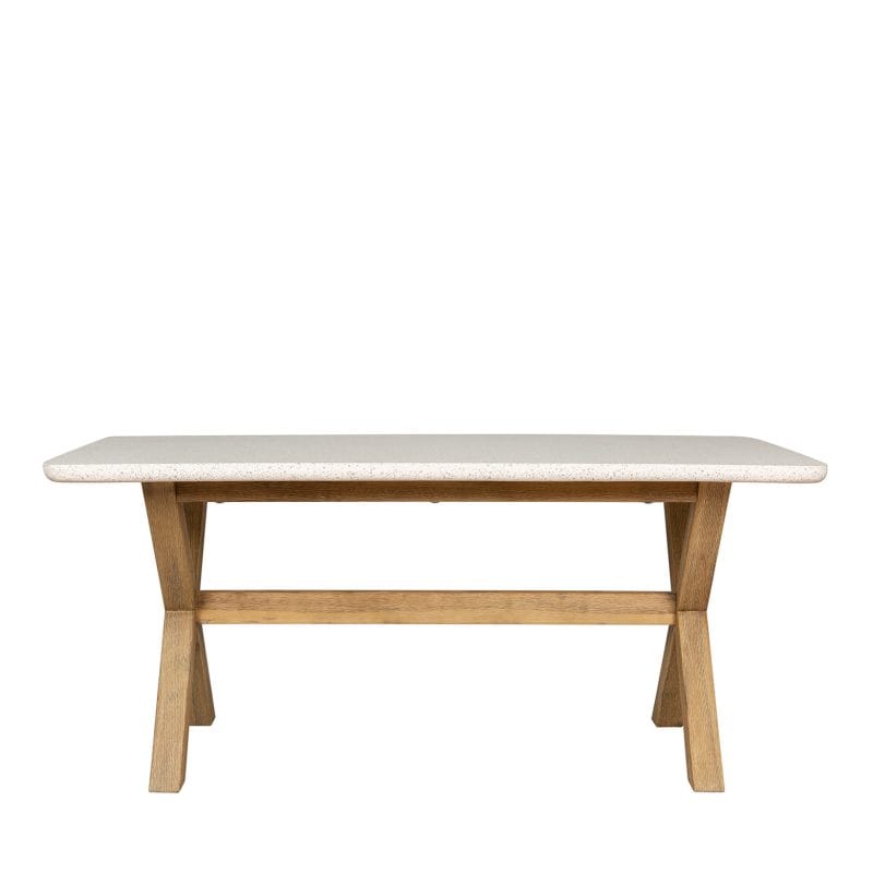 Rectangular GFRC Dining Table with Wooden Trestle Base