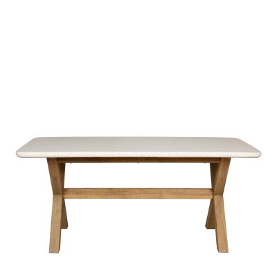 Rectangular GFRC Dining Table with Wooden Trestle Base