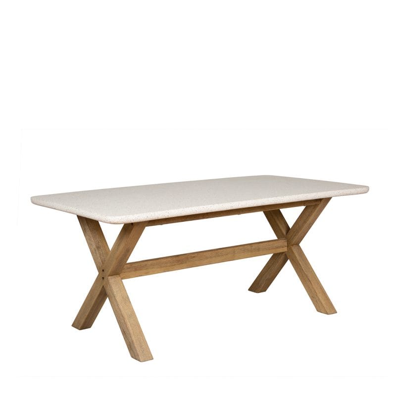 Rectangular GFRC Dining Table with Wooden Trestle Base