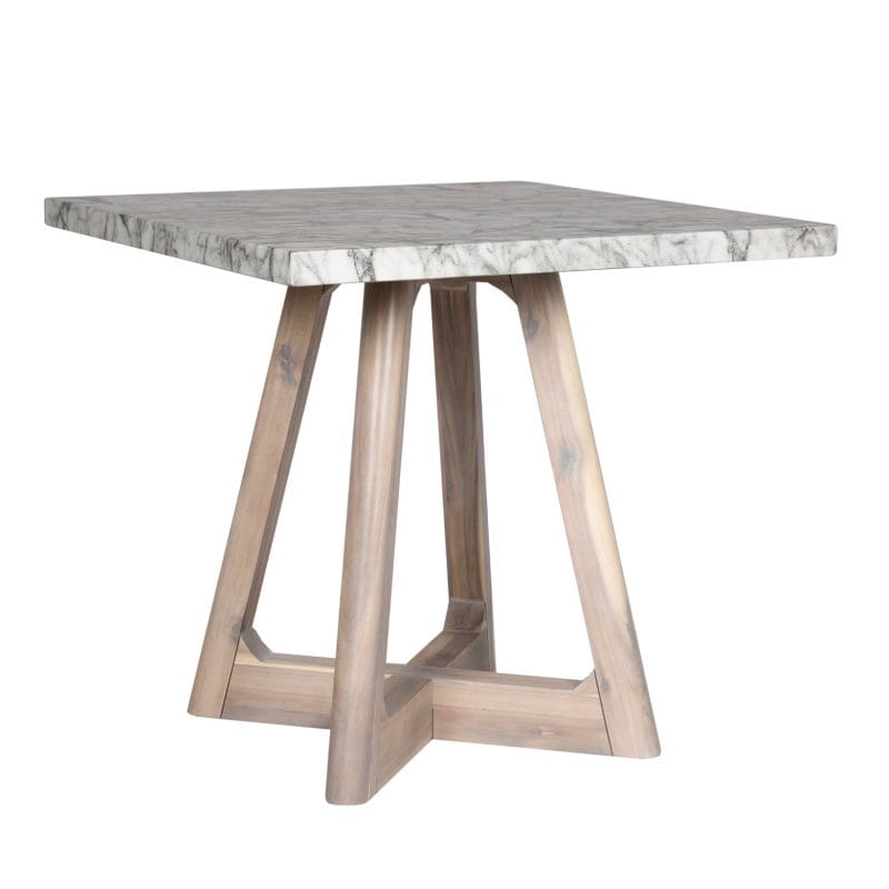 Square GFRC Dining Table with Geometric Hardwood Base
