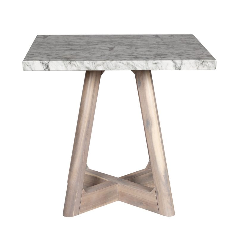 Square GFRC Dining Table with Geometric Hardwood Base