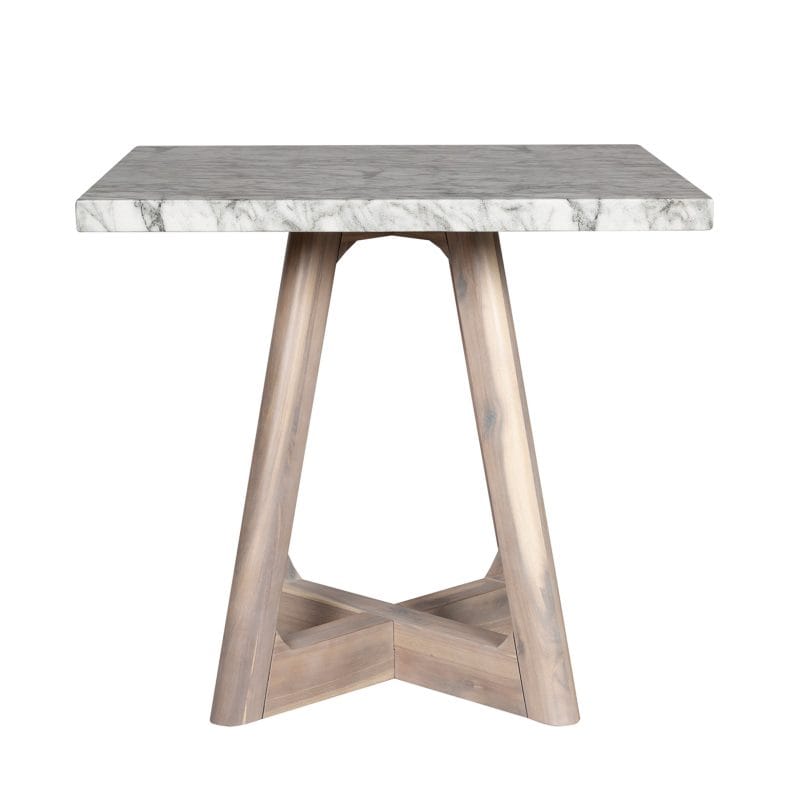 Square GFRC Dining Table with Geometric Hardwood Base