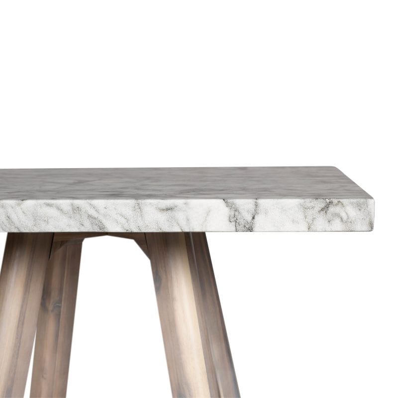 Square GFRC Dining Table with Geometric Hardwood Base