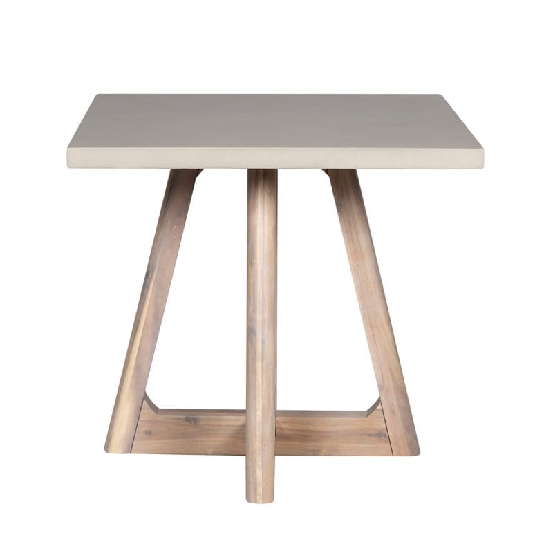 Square GFRC Dining Table with Geometric Hardwood Base