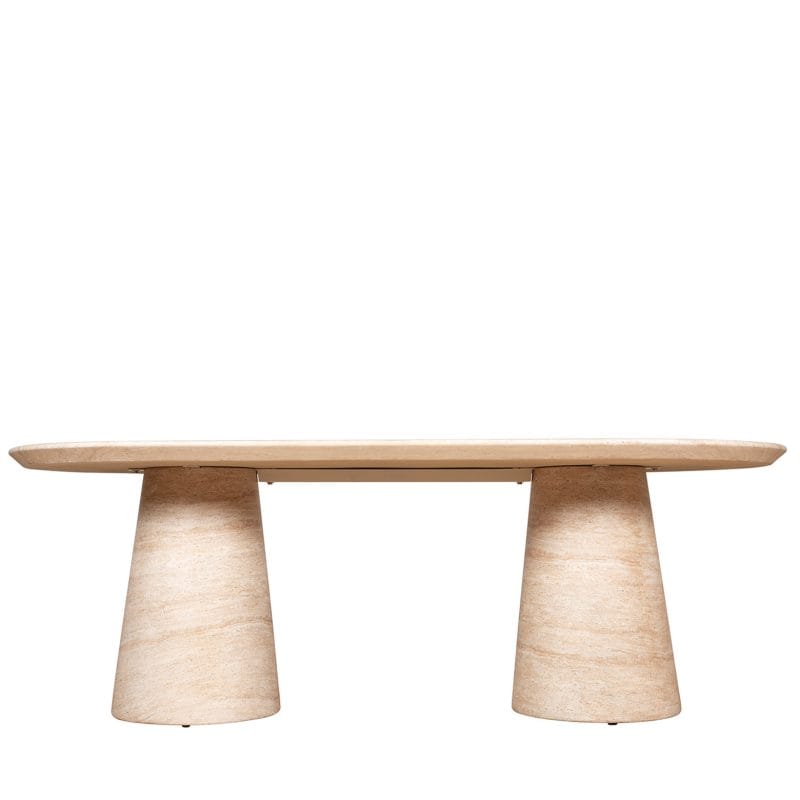 Elliptical GFRC Dining Table with Dual Tapered Pedestal Base