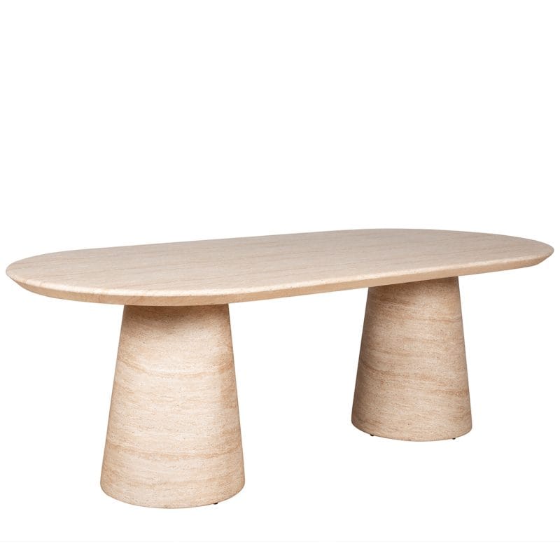 Elliptical GFRC Dining Table with Dual Tapered Pedestal Base