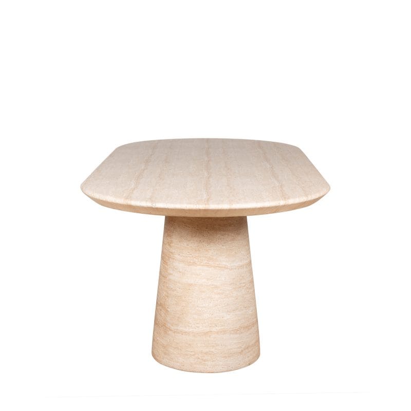 Elliptical GFRC Dining Table with Dual Tapered Pedestal Base