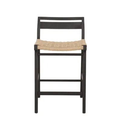 Handwoven Jute Bar Stool with Solid Wood Frame