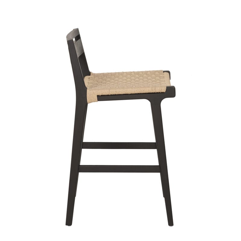 Handwoven Jute Bar Stool with Solid Wood Frame