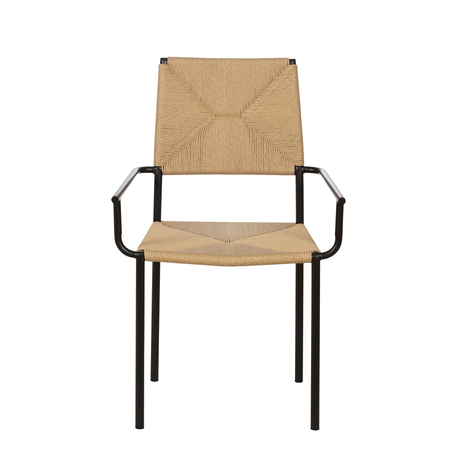 Iron and Jute Arm Dining Chair