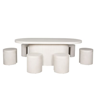 Oval Dining Combine with Bench and Stool Table Set