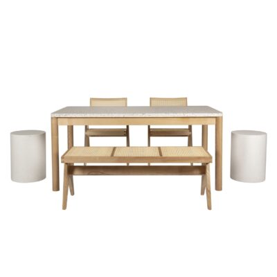 Rectangle Dining Table with Chair and Stool Table Set