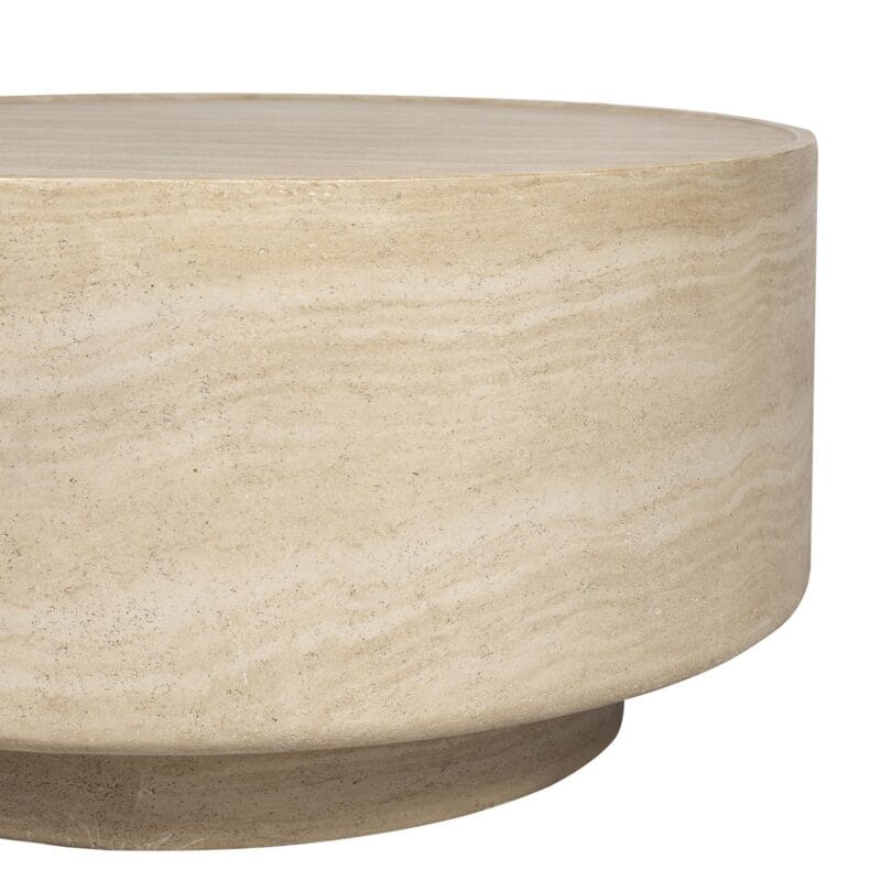 Round Dish Travertine Coffee Table