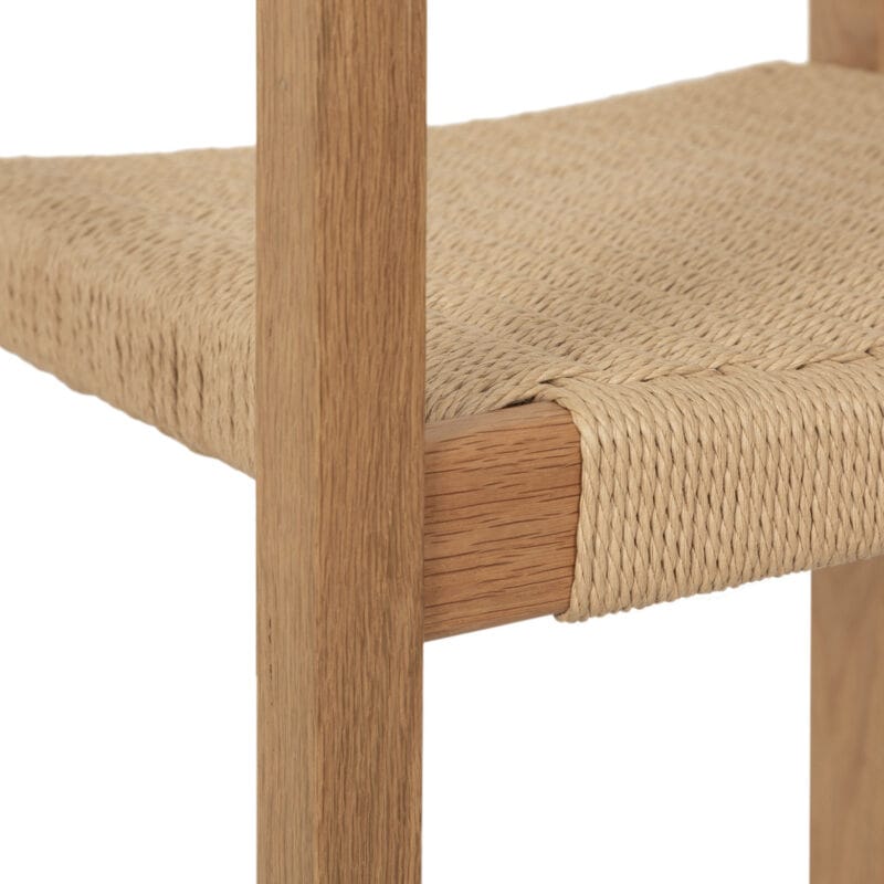Scandinavian Wood and Jute Dining Chair with Armrests