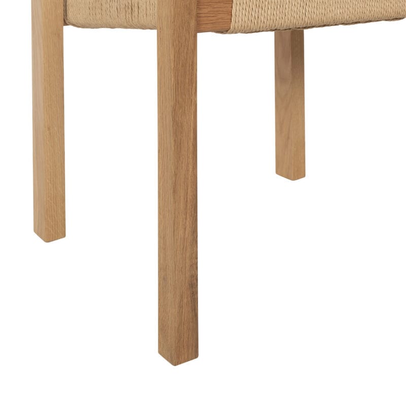 Scandinavian Wood and Jute Dining Chair with Armrests
