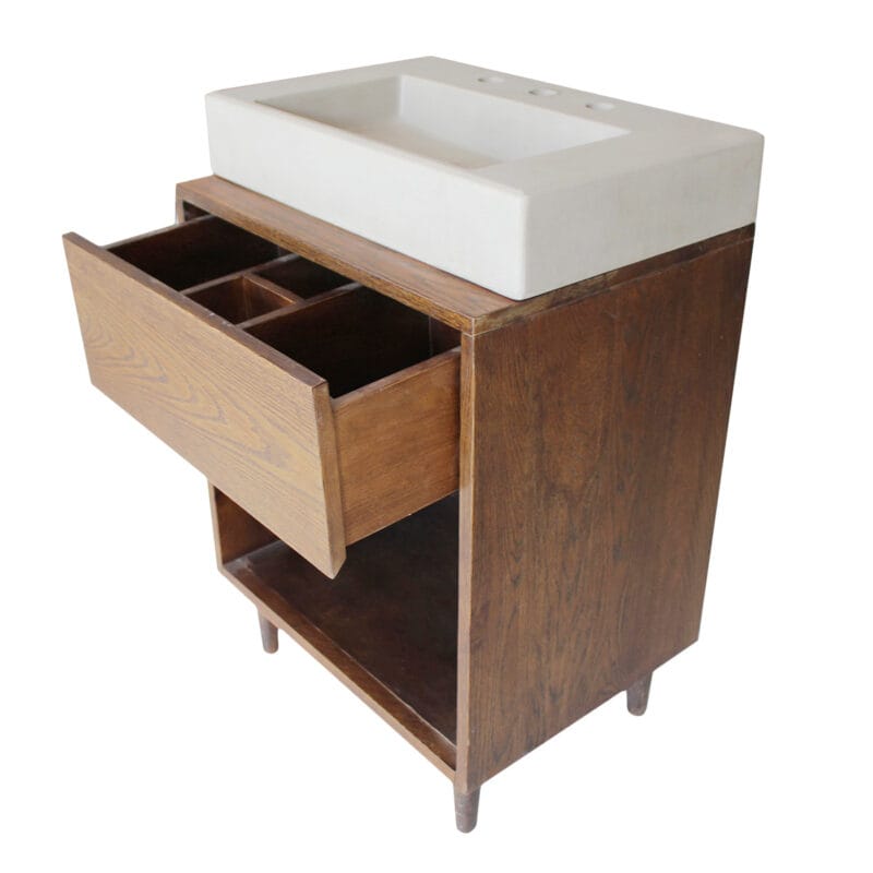 Wood Vanity And Concrete Sink