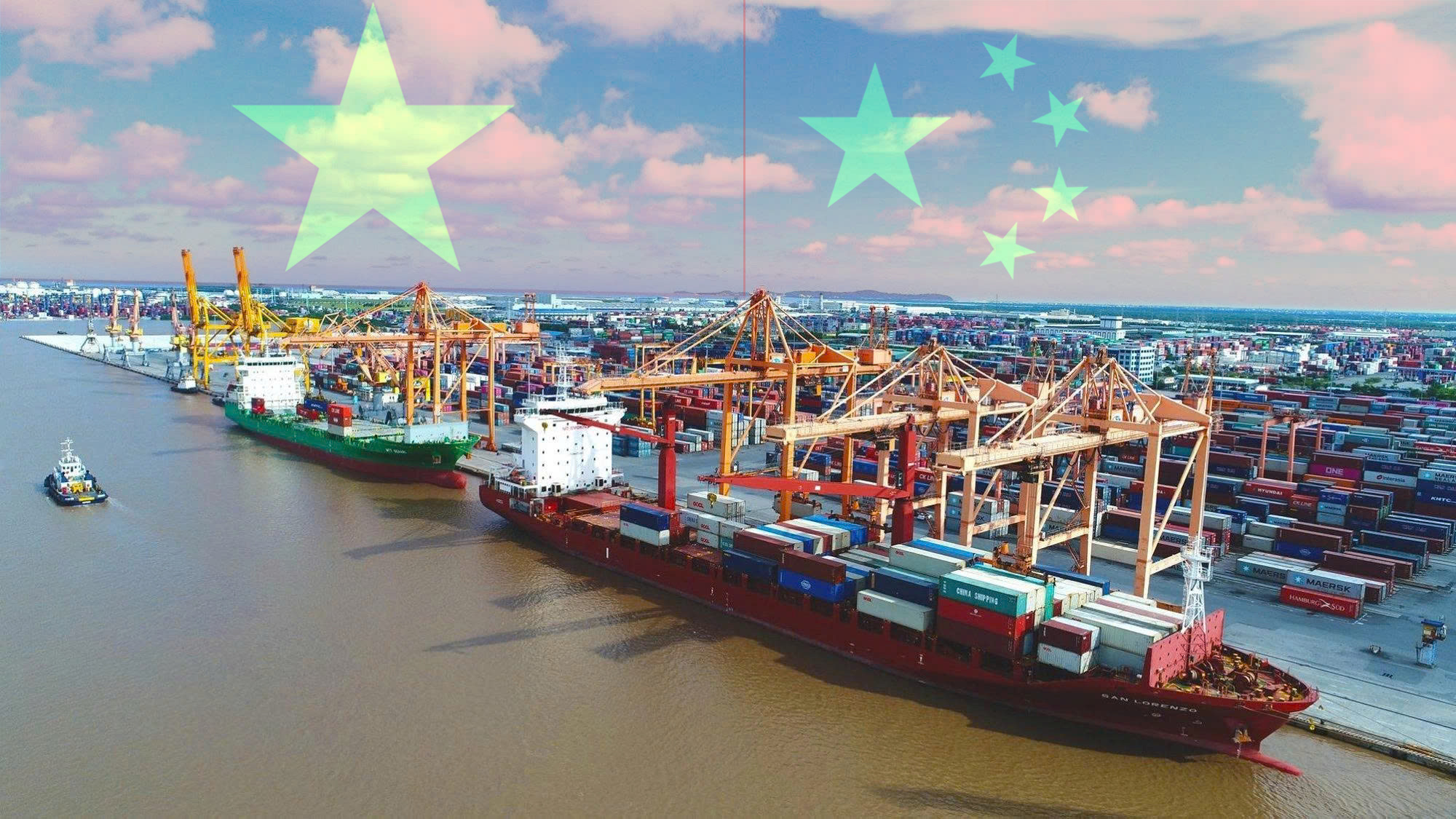 Vietnam vs China furniture cost comparison with shipping containers and export ports showing global supply chain shift