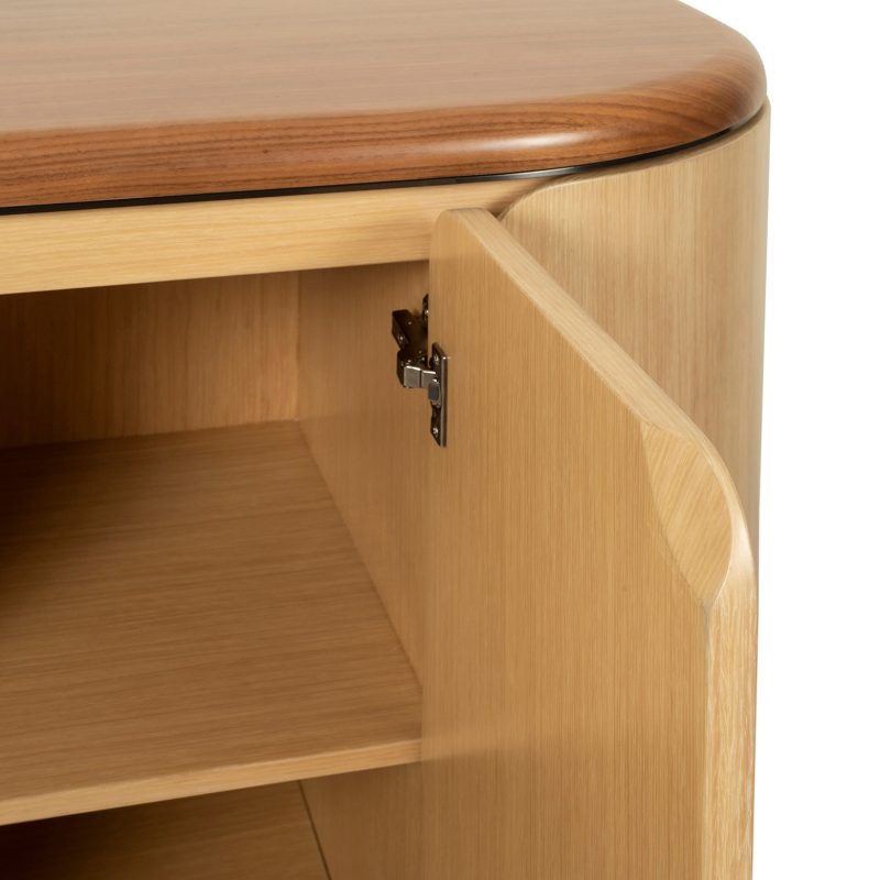 Balanced Wood Cabinet with Rounded Edge Structure