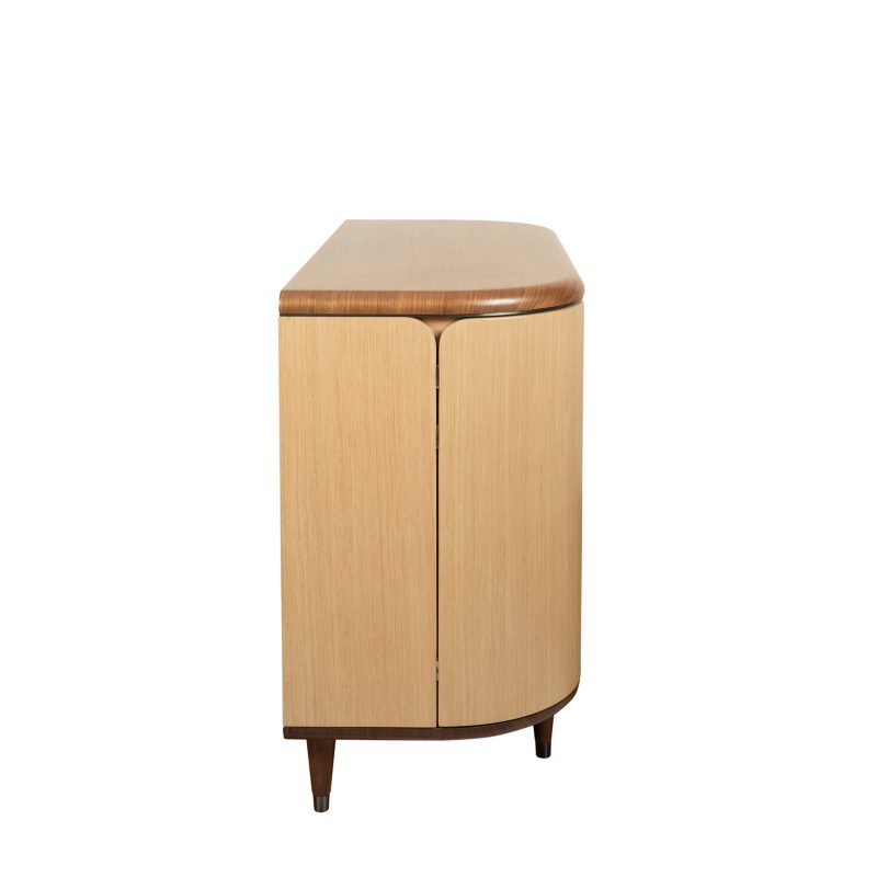 Balanced Wood Cabinet with Rounded Edge Structure