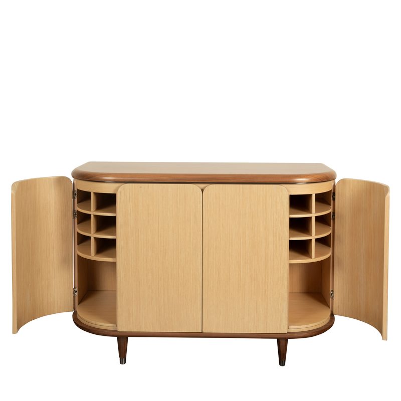 Balanced Wood Cabinet with Rounded Edge Structure