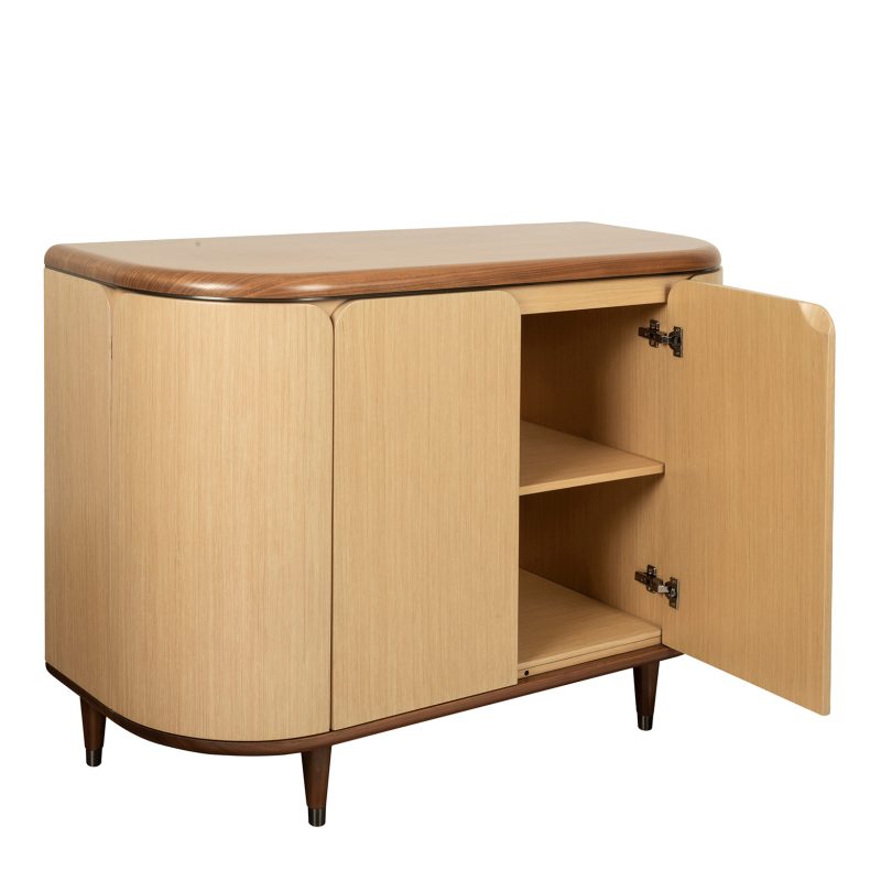 Balanced Wood Cabinet with Rounded Edge Structure