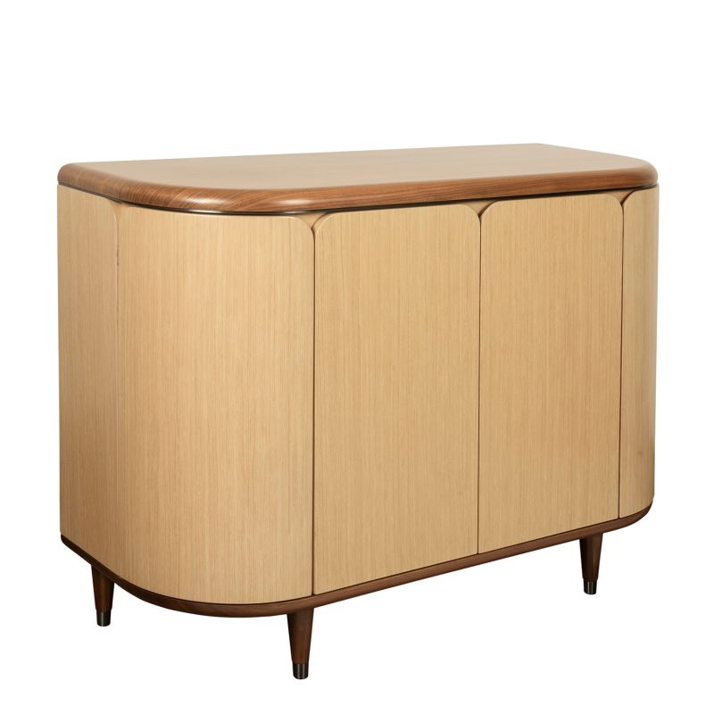 Balanced Wood Cabinet with Rounded Edge Structure