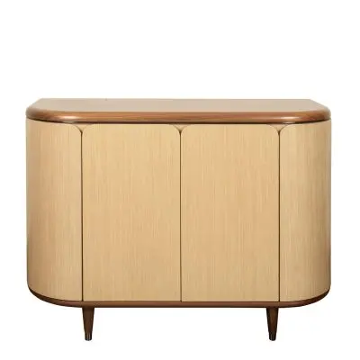 Balanced Wood Cabinet with Rounded Edge Structure