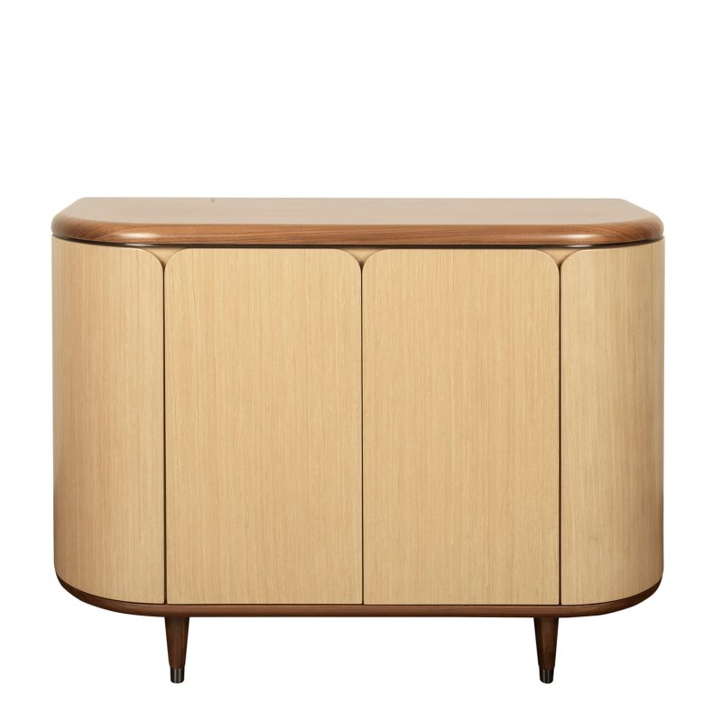 Balanced Wood Cabinet with Rounded Edge Structure