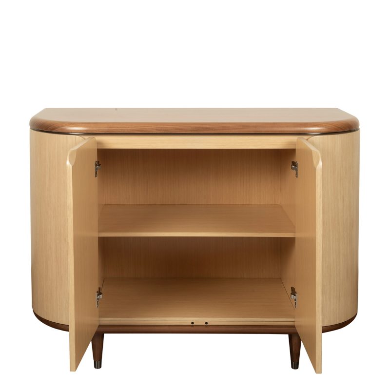 Balanced Wood Cabinet with Rounded Edge Structure