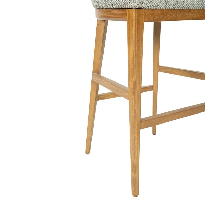 Curved-Back Wood and Cushion Bar Chair with Tapered Geometry