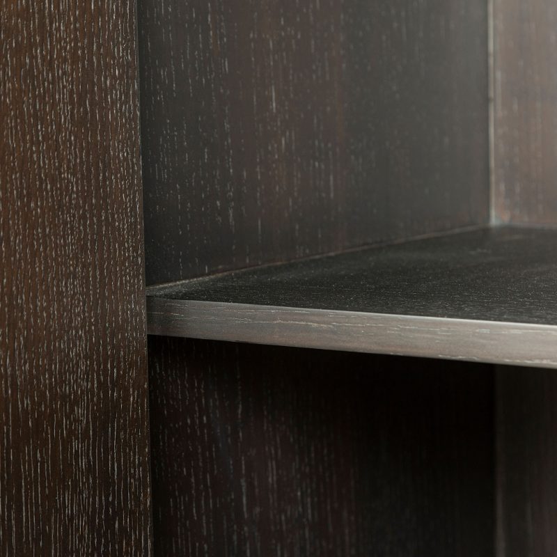 Curved Wood Cabinet with Brass Inlay Detailing