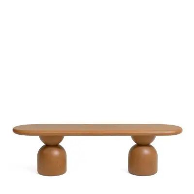 GFRC Bench with Dual-Sphere Pedestal Base