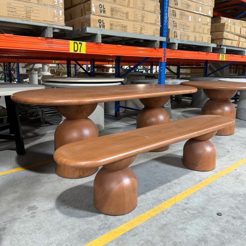 GFRC Bench with Dual-Sphere Pedestal Base