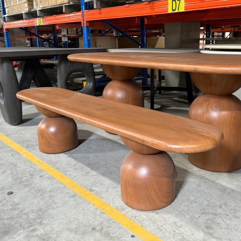 GFRC Bench with Dual-Sphere Pedestal Base