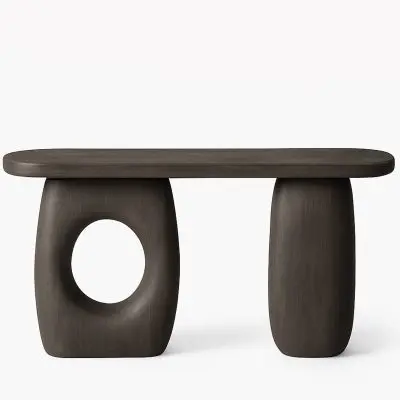GFRC Console Table with Dual Elliptical Pierced Base