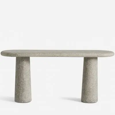 GFRC Console Table with Dual Tapered Cylindrical Base