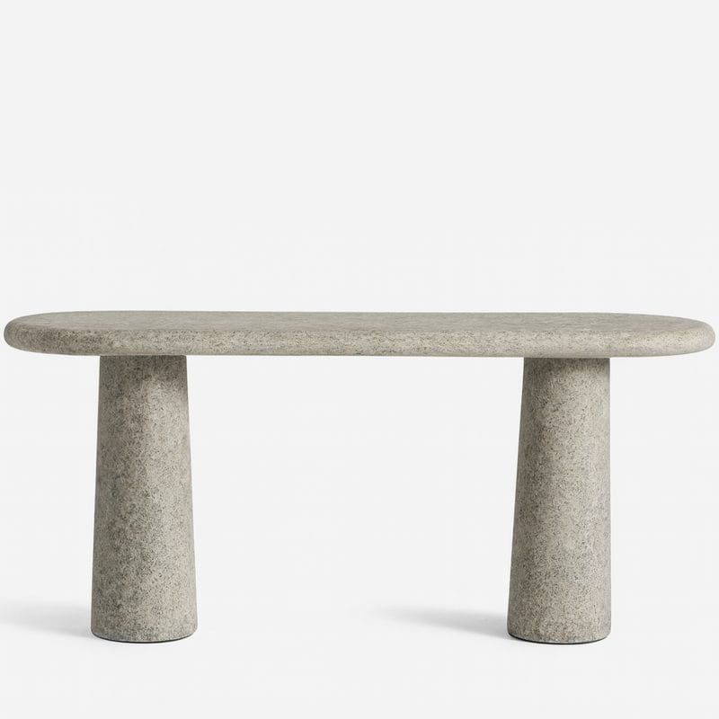 GFRC Console Table with Dual Tapered Cylindrical Base