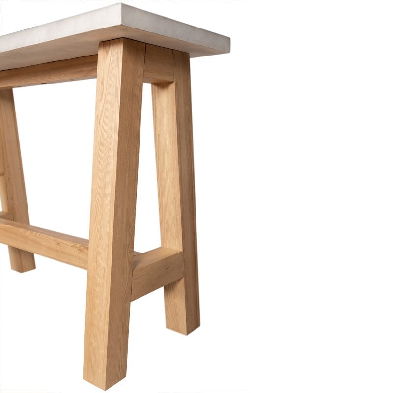 GFRC Console Table with Solid Wood A-Frame Base
